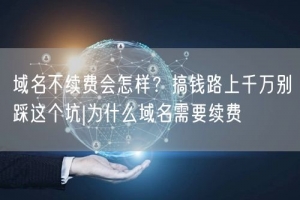 域名不续费会怎样？搞钱路上千万别踩这个坑|为什么域名需要续费